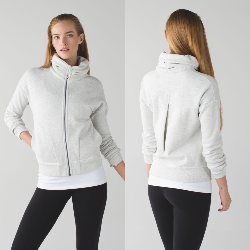 Lululemon Hug It Out Jacket Heathered White Size 6